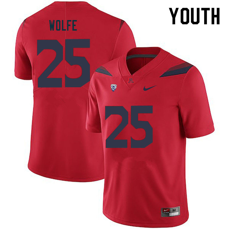 Youth #25 Bobby Wolfe Arizona Wildcats College Football Jerseys Sale-Red